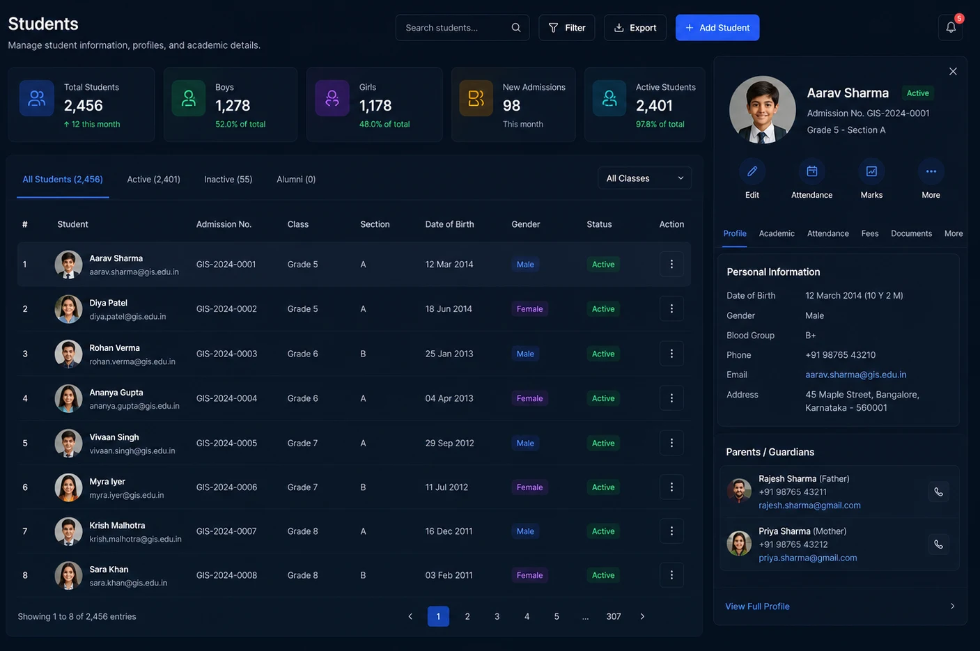 Campusor Admin Dashboard — Automated fee tracking and transaction overview